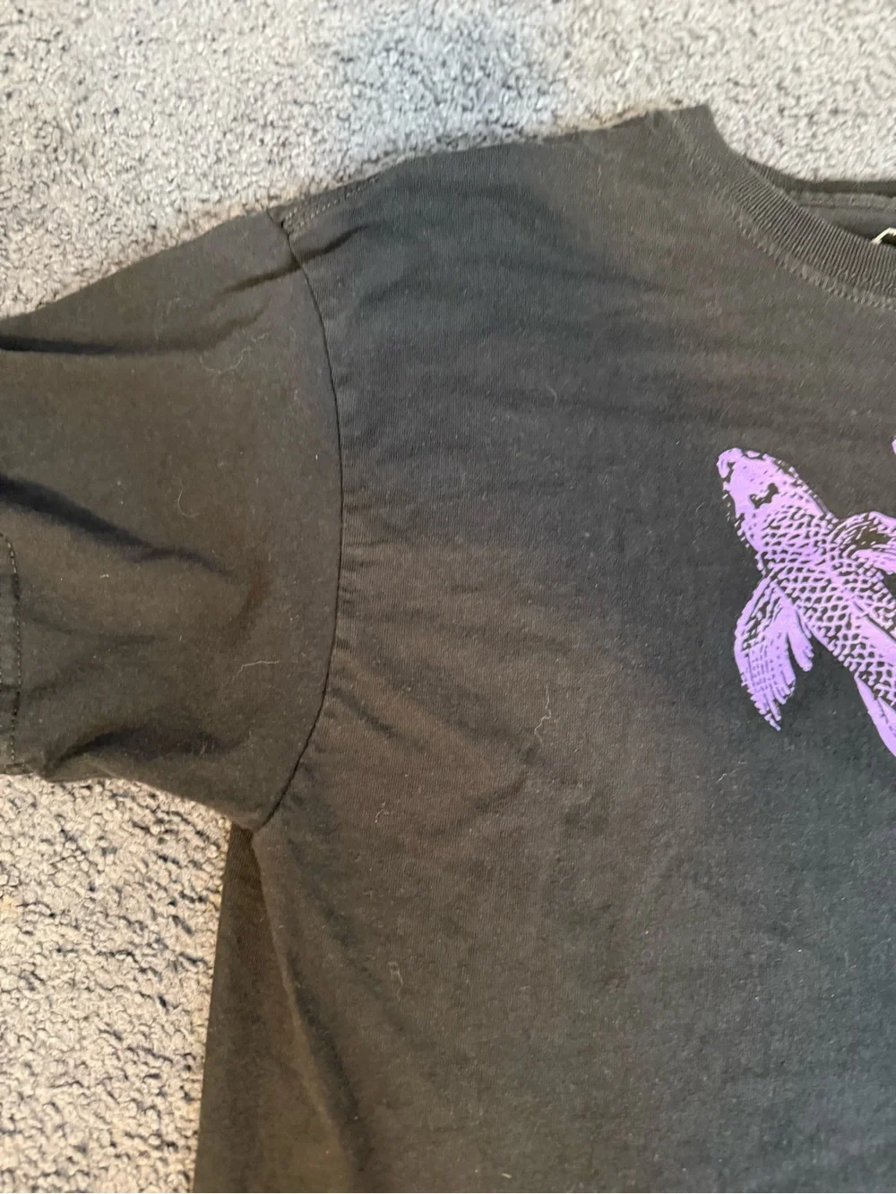 Empyre Stream of Consciousness Koi Fish Skull Graphic Tee Black Size Large
